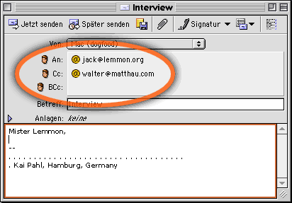 Adressfeld in einer eMail